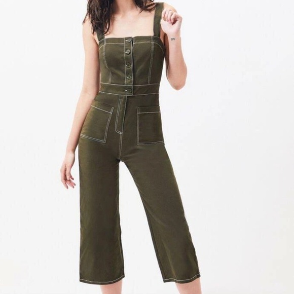 Kendall & Kylie Women's Olive Green & White Utility Jumpsuit Size S - Picture 1 of 10